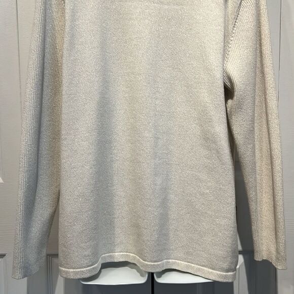 Karl Lagerfeld Paris Cream‎ Cotton Blend Cowl Neck Pullover Sweater Size M/L - Picture 10 of 13